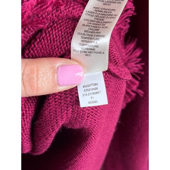 Chico's Touch of Cashmere Fringe Hem Pullover Sweater Size 1 Medium Magenta Pink - Picture 7 of 8